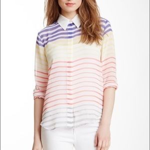 Vince Camuto  striped blouse sheer size small